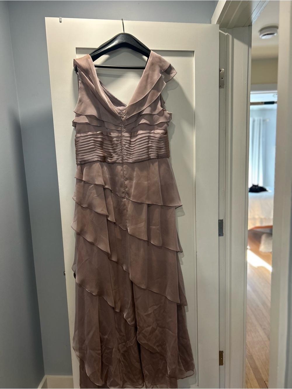 Adrianna Papell Dusty Rose (Mauve) Layered Chiffon Maxi Dress